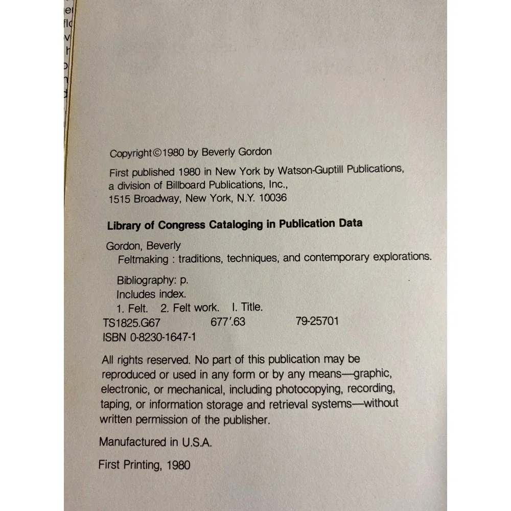 Feltmaking Beverly Gordon 1980 Traditions Techniques‎ Contemporary Explorations